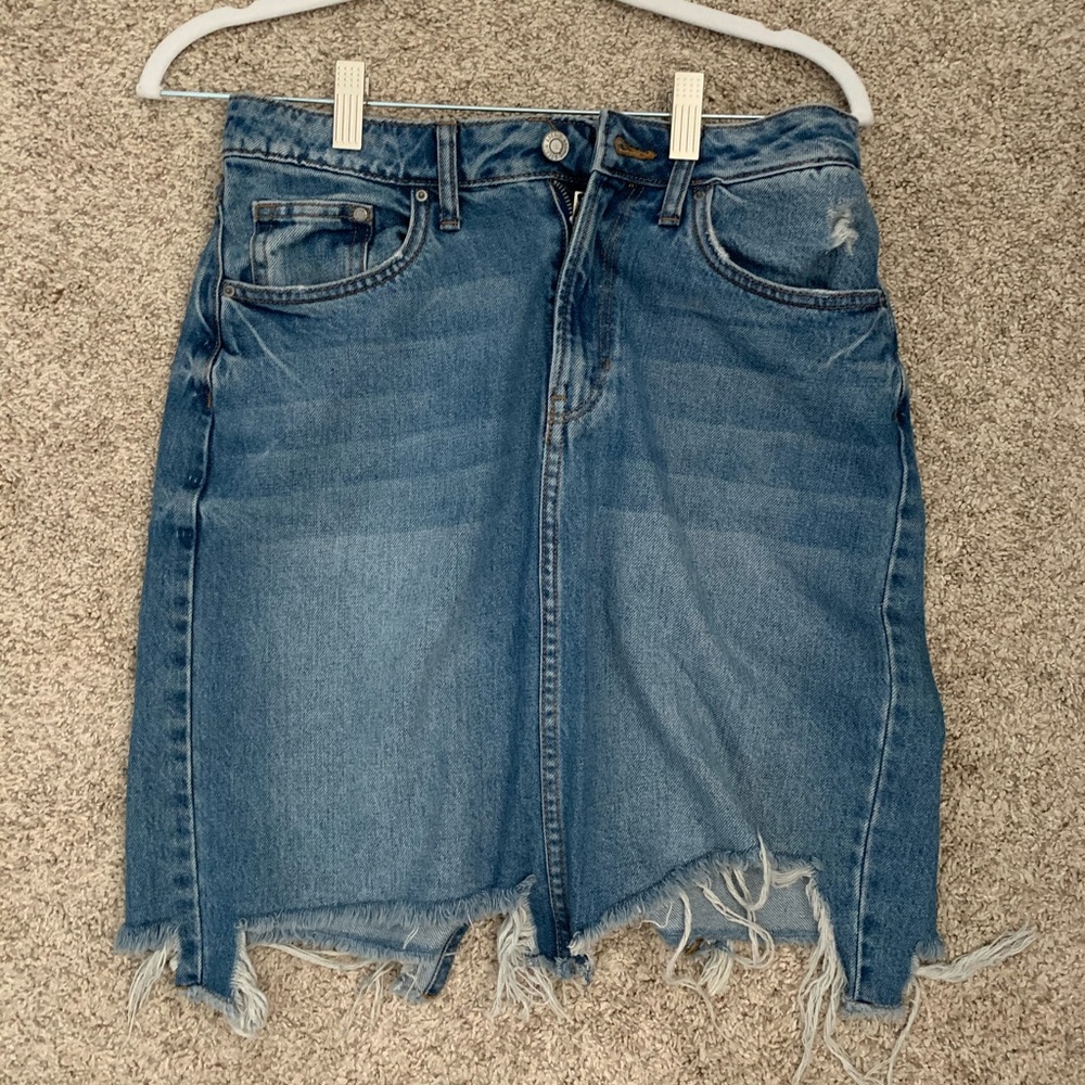 Distressed Denim Skirt